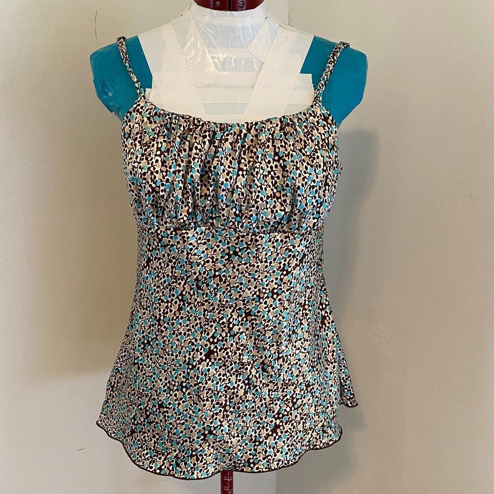 B ware Spaghetti Strap Floral Gathered Bust Summer Womens Top Size XL